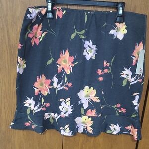 Floral Black Skirt